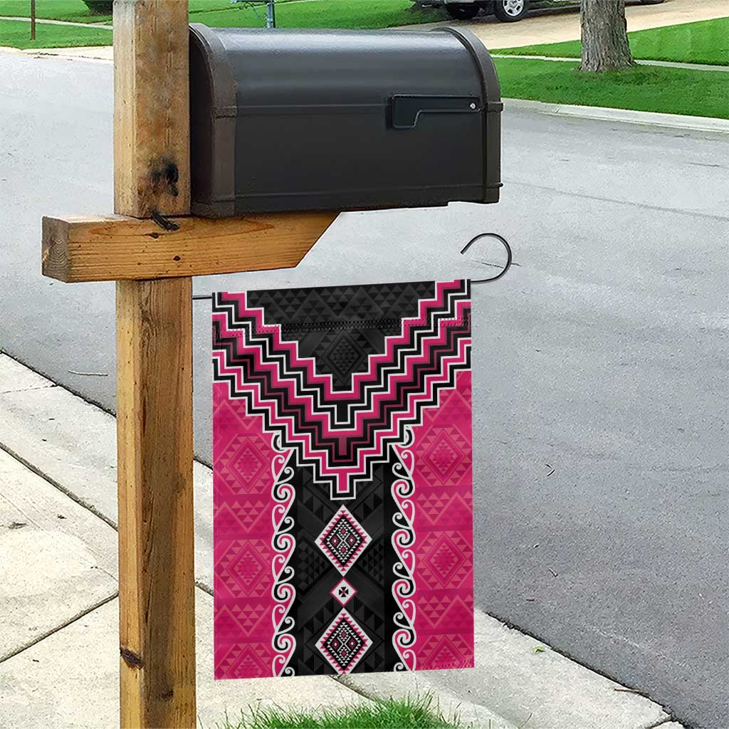 Pink Niho Taniwha Mix Poutama Garden Flag Unique Taniko Aotearoa LT01 - Polynesian Pride