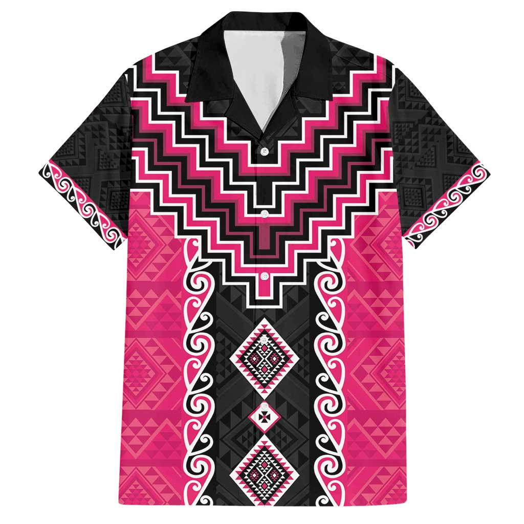 Pink Niho Taniwha Mix Poutama Hawaiian Shirt Unique Taniko Aotearoa LT01 Pink - Polynesian Pride
