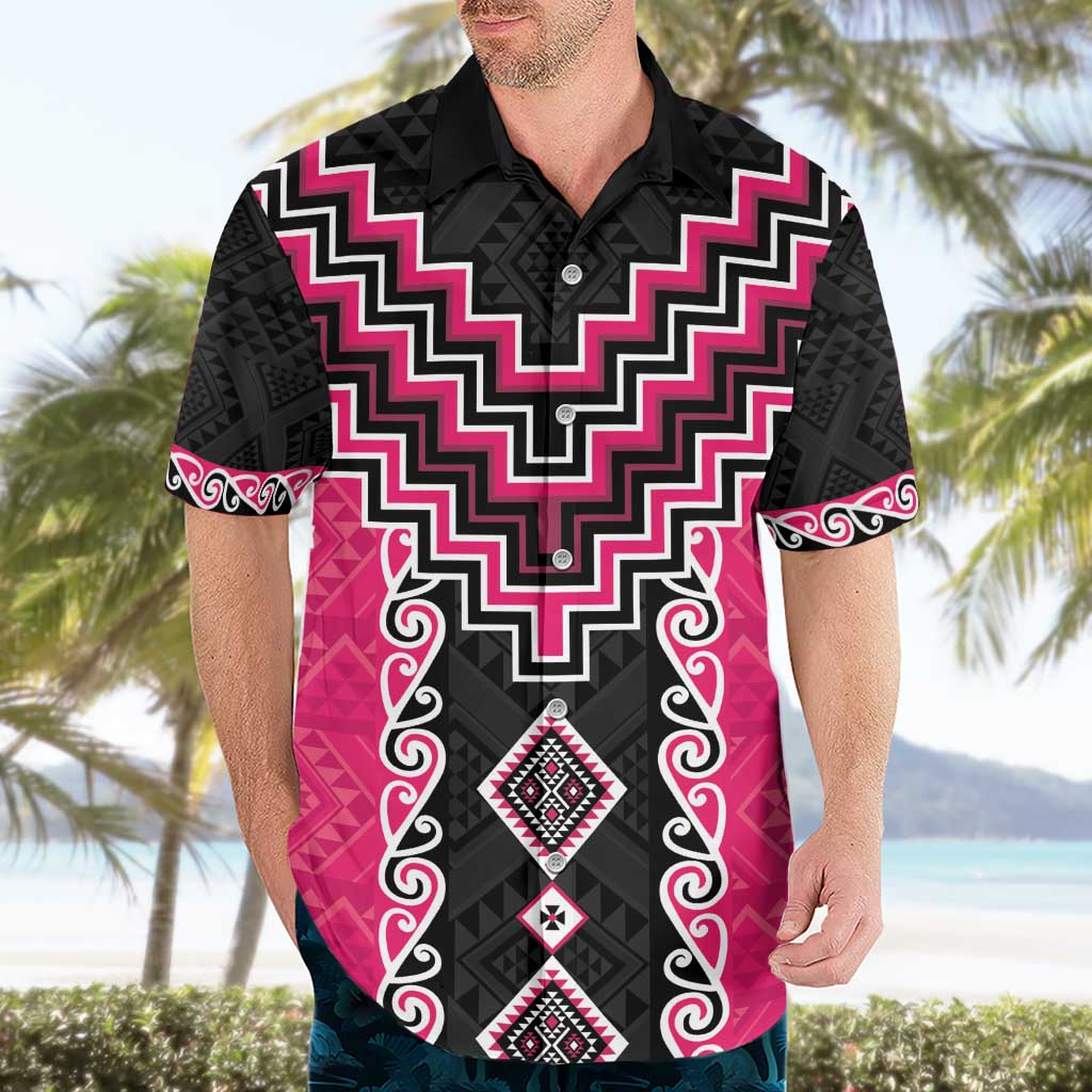 Pink Niho Taniwha Mix Poutama Hawaiian Shirt Unique Taniko Aotearoa LT01 - Polynesian Pride