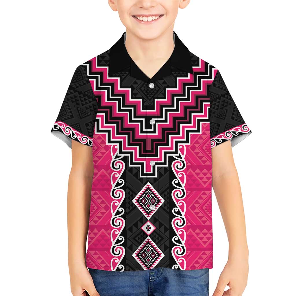 Pink Niho Taniwha Mix Poutama Hawaiian Shirt Unique Taniko Aotearoa LT01 - Polynesian Pride