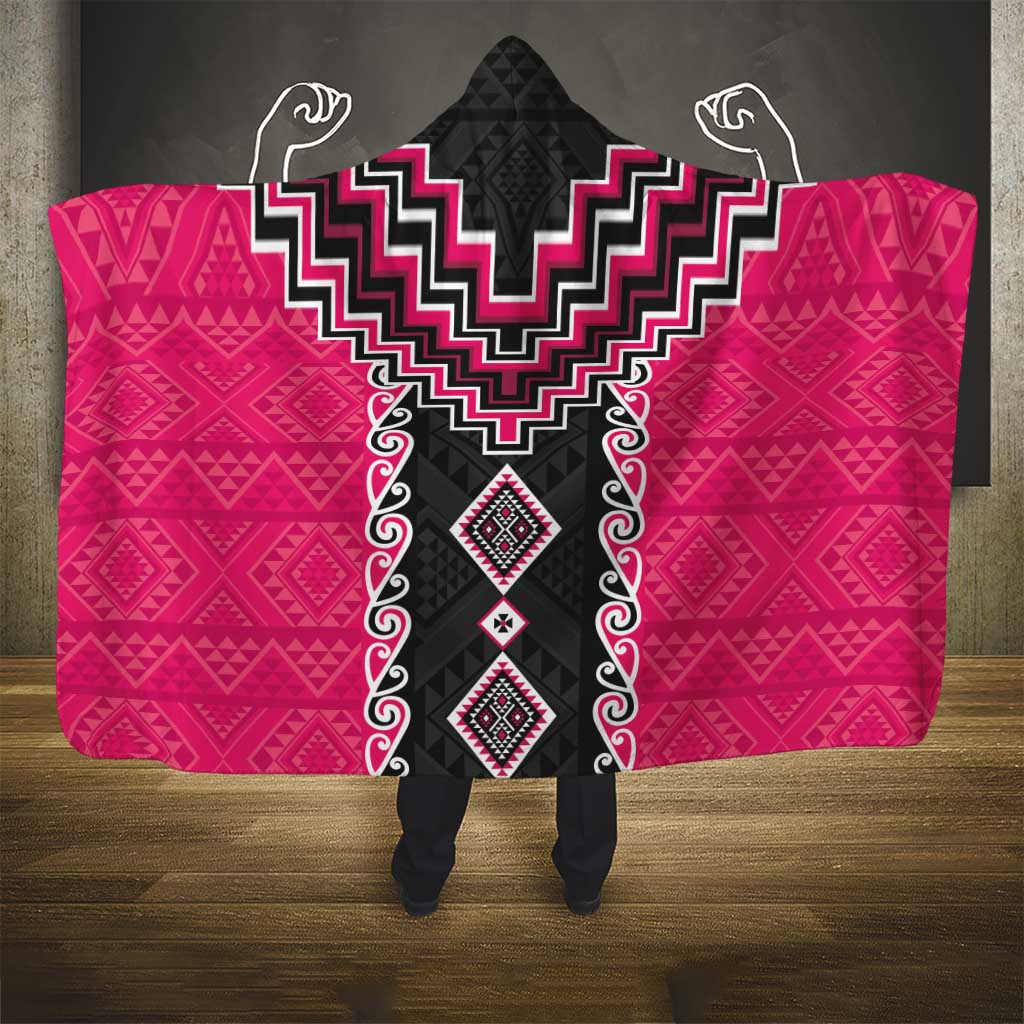 Pink Niho Taniwha Mix Poutama Hooded Blanket Unique Taniko Aotearoa LT01 - Polynesian Pride