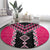 Pink Niho Taniwha Mix Poutama Round Carpet Unique Taniko Aotearoa