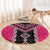 Pink Niho Taniwha Mix Poutama Round Carpet Unique Taniko Aotearoa