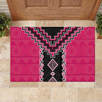 Pink Niho Taniwha Mix Poutama Rubber Doormat Unique Taniko Aotearoa LT01 Pink - Polynesian Pride