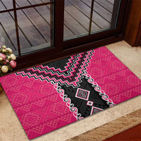 Pink Niho Taniwha Mix Poutama Rubber Doormat Unique Taniko Aotearoa LT01 - Polynesian Pride