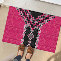 Pink Niho Taniwha Mix Poutama Rubber Doormat Unique Taniko Aotearoa LT01 - Polynesian Pride