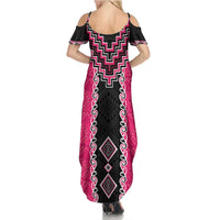 Pink Niho Taniwha Mix Poutama Summer Maxi Dress Unique Taniko Aotearoa LT01 - Polynesian Pride
