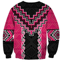 Pink Niho Taniwha Mix Poutama Sweatshirt Unique Taniko Aotearoa LT01 - Polynesian Pride
