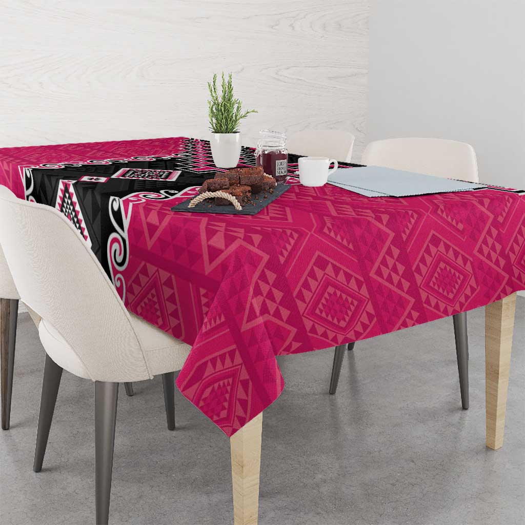 Pink Niho Taniwha Mix Poutama Tablecloth Unique Taniko Aotearoa LT01 - Polynesian Pride