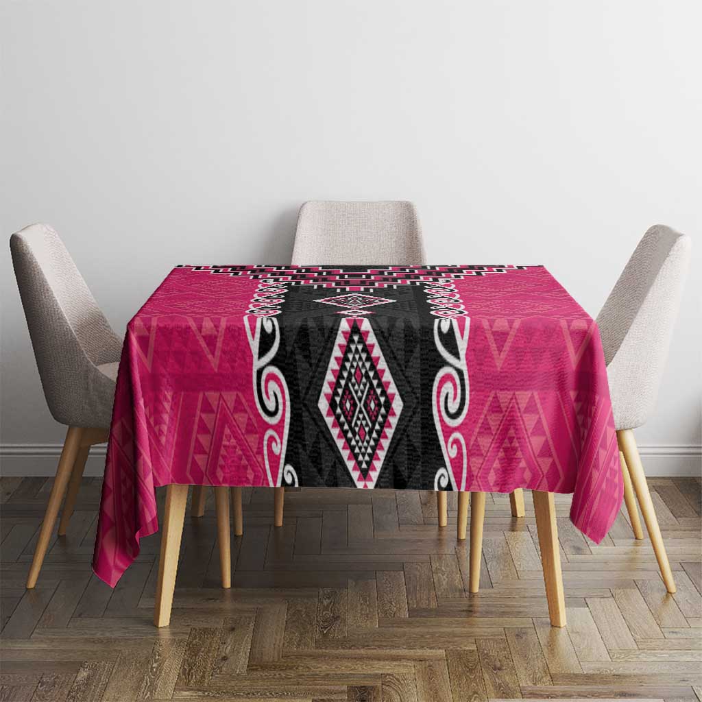 Pink Niho Taniwha Mix Poutama Tablecloth Unique Taniko Aotearoa LT01 - Polynesian Pride