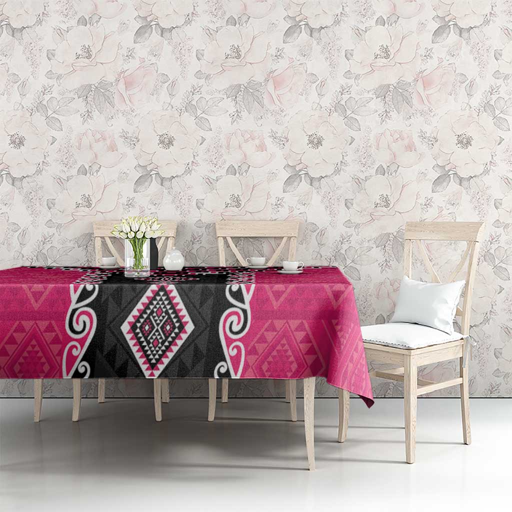 Pink Niho Taniwha Mix Poutama Tablecloth Unique Taniko Aotearoa LT01 - Polynesian Pride