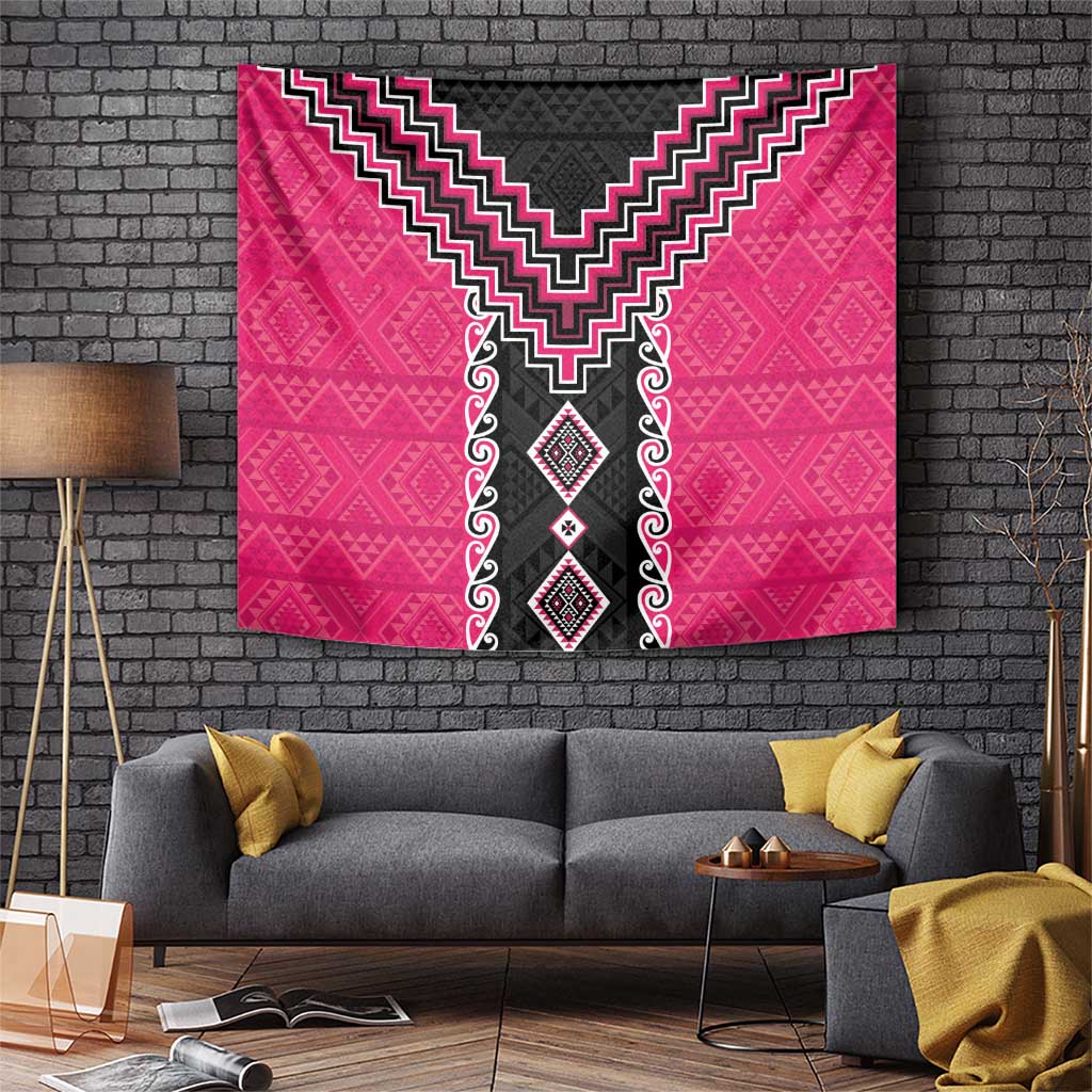 Pink Niho Taniwha Mix Poutama Tapestry Unique Taniko Aotearoa