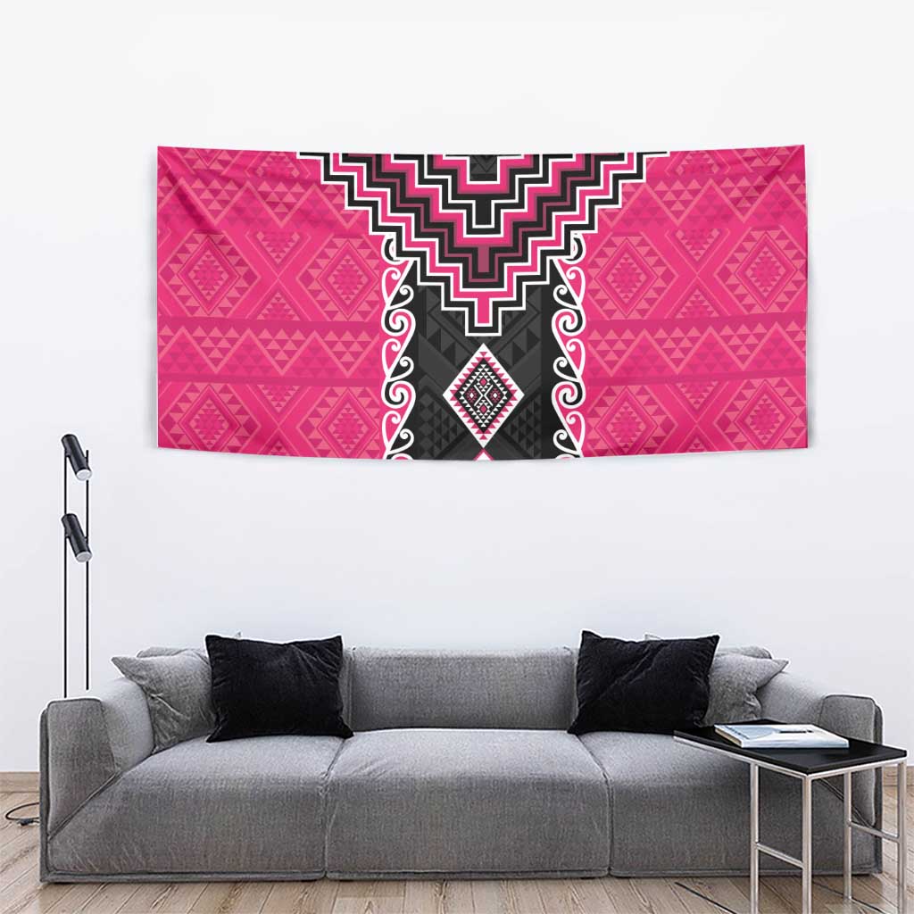 Pink Niho Taniwha Mix Poutama Tapestry Unique Taniko Aotearoa