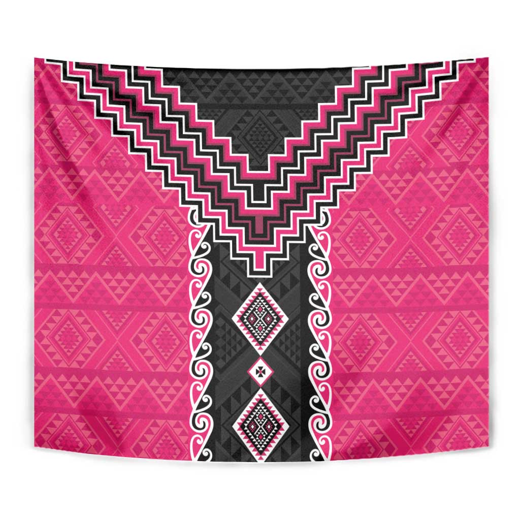 Pink Niho Taniwha Mix Poutama Tapestry Unique Taniko Aotearoa