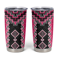 Pink Niho Taniwha Mix Poutama Tumbler Cup Unique Taniko Aotearoa LT01 Pink - Polynesian Pride