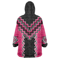 Pink Niho Taniwha Mix Poutama Wearable Blanket Hoodie Unique Taniko Aotearoa LT01 - Polynesian Pride