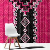 Pink Niho Taniwha Mix Poutama Window Curtain Unique Taniko Aotearoa LT01 - Polynesian Pride
