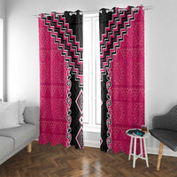 Pink Niho Taniwha Mix Poutama Window Curtain Unique Taniko Aotearoa LT01 With Grommets Pink - Polynesian Pride