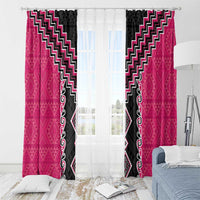 Pink Niho Taniwha Mix Poutama Window Curtain Unique Taniko Aotearoa LT01 - Polynesian Pride
