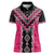 Pink Niho Taniwha Mix Poutama Women Polo Shirt Unique Taniko Aotearoa