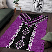 Purple Niho Taniwha Mix Poutama Area Rug Unique Taniko Aotearoa