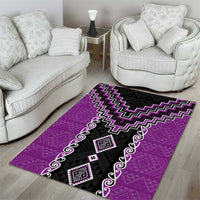 Purple Niho Taniwha Mix Poutama Area Rug Unique Taniko Aotearoa