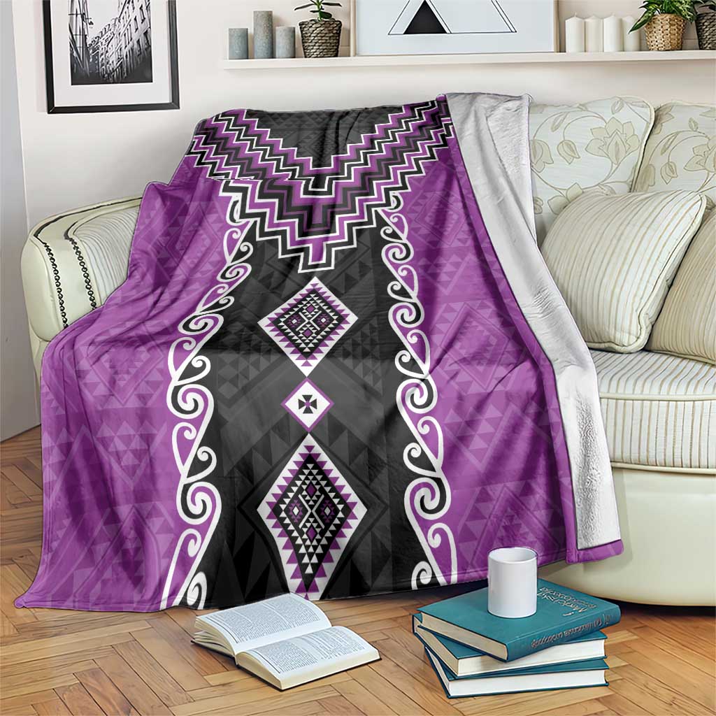 Purple Niho Taniwha Mix Poutama Blanket Unique Taniko Aotearoa LT01 Purple - Polynesian Pride