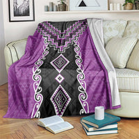 Purple Niho Taniwha Mix Poutama Blanket Unique Taniko Aotearoa LT01 Purple - Polynesian Pride