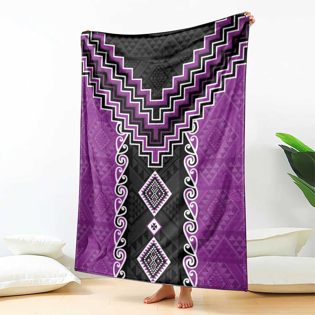 Purple Niho Taniwha Mix Poutama Blanket Unique Taniko Aotearoa LT01 - Polynesian Pride