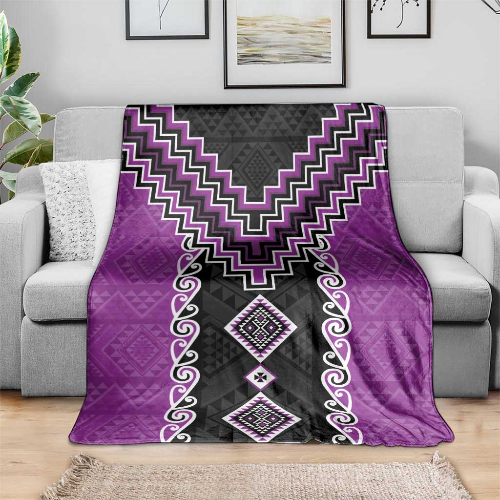 Purple Niho Taniwha Mix Poutama Blanket Unique Taniko Aotearoa LT01 - Polynesian Pride