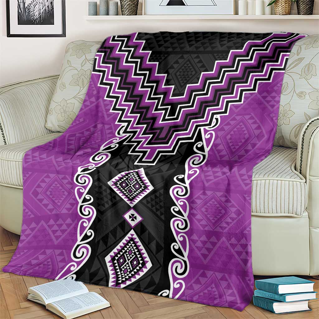 Purple Niho Taniwha Mix Poutama Blanket Unique Taniko Aotearoa LT01 - Polynesian Pride