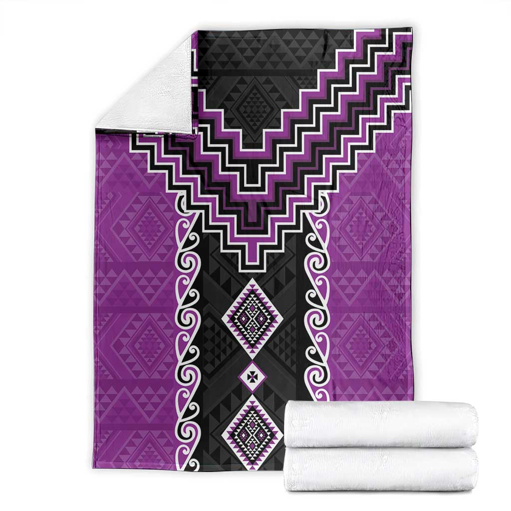 Purple Niho Taniwha Mix Poutama Blanket Unique Taniko Aotearoa LT01 - Polynesian Pride
