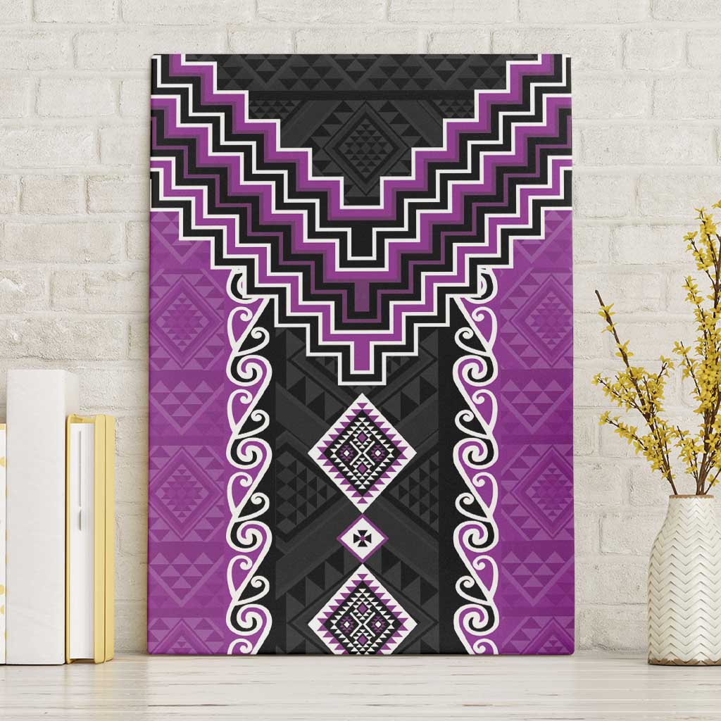 Purple Niho Taniwha Mix Poutama Canvas Wall Art Unique Taniko Aotearoa LT01 Without Frame Purple - Polynesian Pride