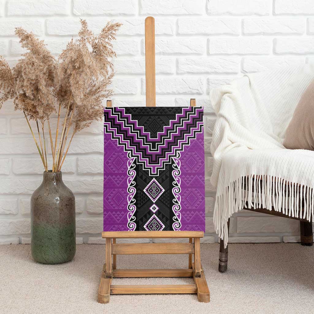 Purple Niho Taniwha Mix Poutama Canvas Wall Art Unique Taniko Aotearoa