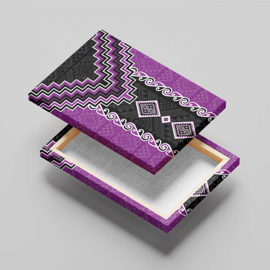 Purple Niho Taniwha Mix Poutama Canvas Wall Art Unique Taniko Aotearoa