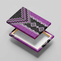 Purple Niho Taniwha Mix Poutama Canvas Wall Art Unique Taniko Aotearoa