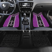 Purple Niho Taniwha Mix Poutama Car Mats Unique Taniko Aotearoa LT01 Set 4pcs Purple - Polynesian Pride
