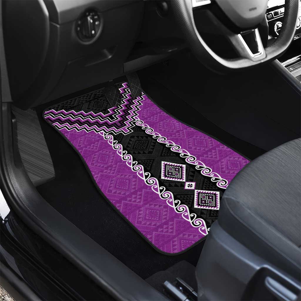 Purple Niho Taniwha Mix Poutama Car Mats Unique Taniko Aotearoa LT01 - Polynesian Pride
