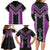 Purple Niho Taniwha Mix Poutama Family Matching Long Sleeve Bodycon Dress and Hawaiian Shirt Unique Taniko Aotearoa