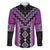 Purple Niho Taniwha Mix Poutama Family Matching Long Sleeve Bodycon Dress and Hawaiian Shirt Unique Taniko Aotearoa