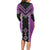 Purple Niho Taniwha Mix Poutama Family Matching Long Sleeve Bodycon Dress and Hawaiian Shirt Unique Taniko Aotearoa