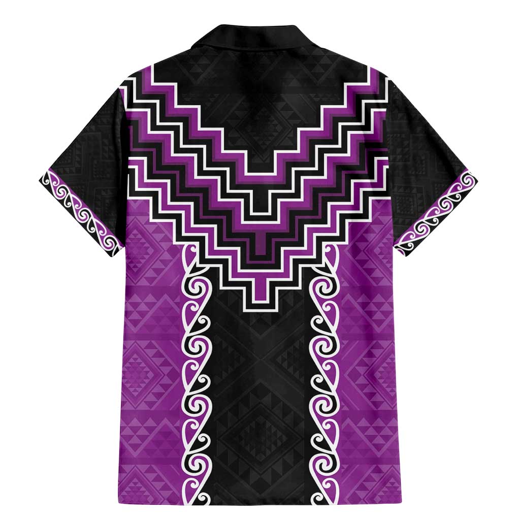 Purple Niho Taniwha Mix Poutama Family Matching Mermaid Dress and Hawaiian Shirt Unique Taniko Aotearoa