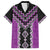 Purple Niho Taniwha Mix Poutama Family Matching Off Shoulder Short Dress and Hawaiian Shirt Unique Taniko Aotearoa