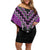 Purple Niho Taniwha Mix Poutama Family Matching Off Shoulder Short Dress and Hawaiian Shirt Unique Taniko Aotearoa