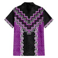 Purple Niho Taniwha Mix Poutama Family Matching Short Sleeve Bodycon Dress and Hawaiian Shirt Unique Taniko Aotearoa