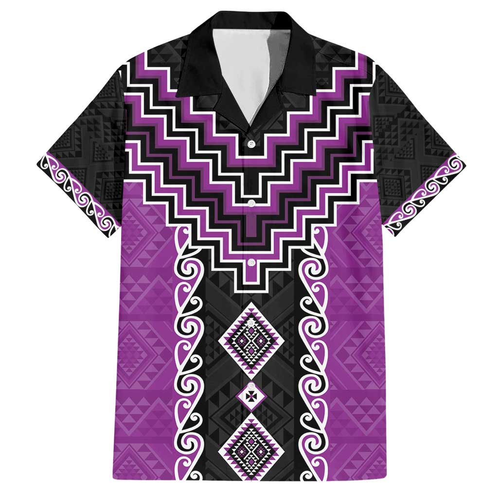 Purple Niho Taniwha Mix Poutama Hawaiian Shirt Unique Taniko Aotearoa LT01 Purple - Polynesian Pride