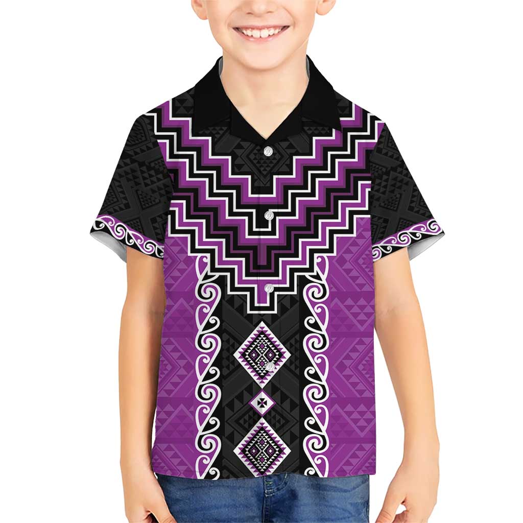 Purple Niho Taniwha Mix Poutama Hawaiian Shirt Unique Taniko Aotearoa LT01 - Polynesian Pride
