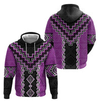 Purple Niho Taniwha Mix Poutama Hoodie Unique Taniko Aotearoa