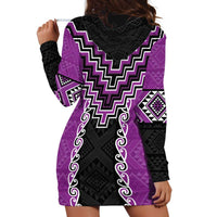 Purple Niho Taniwha Mix Poutama Hoodie Dress Unique Taniko Aotearoa LT01 - Polynesian Pride