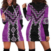 Purple Niho Taniwha Mix Poutama Hoodie Dress Unique Taniko Aotearoa LT01 - Polynesian Pride